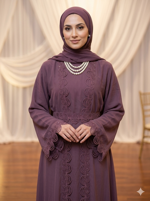 Muave Lace Abaya