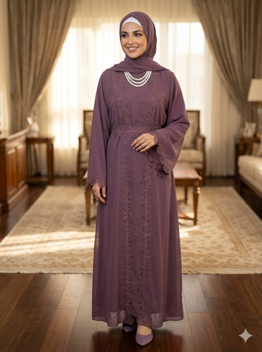Muave Lace Abaya